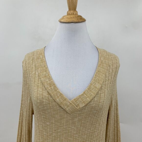 Deletta Sweater Dress Womens S Small Ribbed Deep V Neck High Low Split Hem - Picture 3 of 14